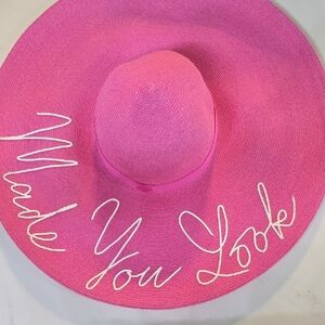 Eugenia Kim Pink and White Wide-Brimmed Hat